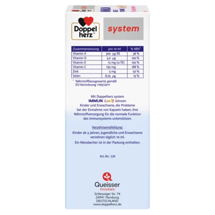 Abbildung der Produktverpackung Doppelherz system IMMUN family Seitenansicht links